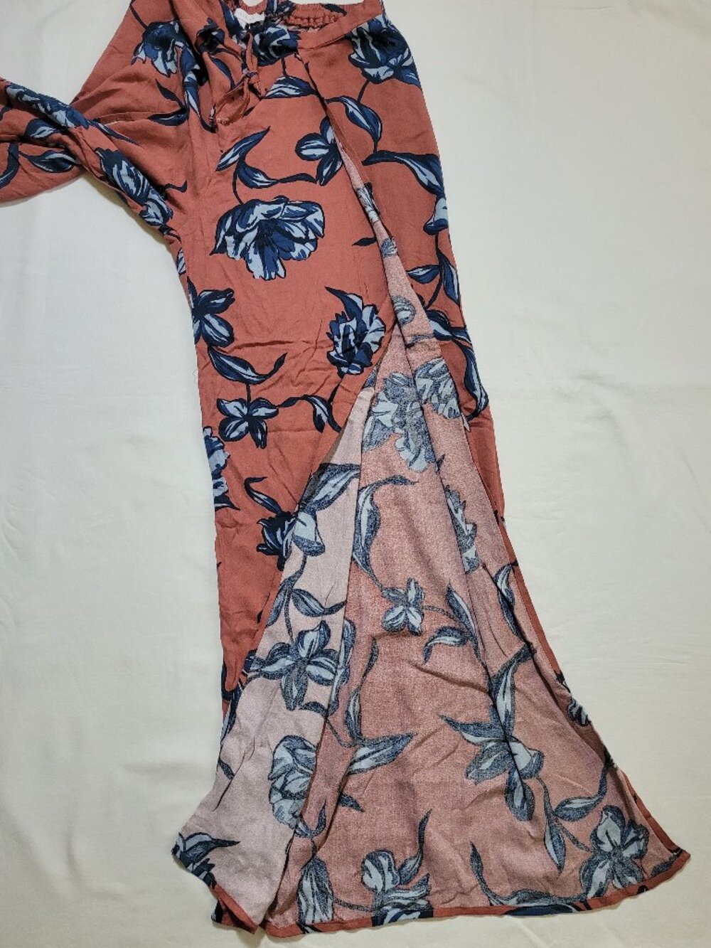 Olivaceous Raven Boho Floral Wide Leg Pants Drawstring Small Coastal Resort - Picture 9 of 11
